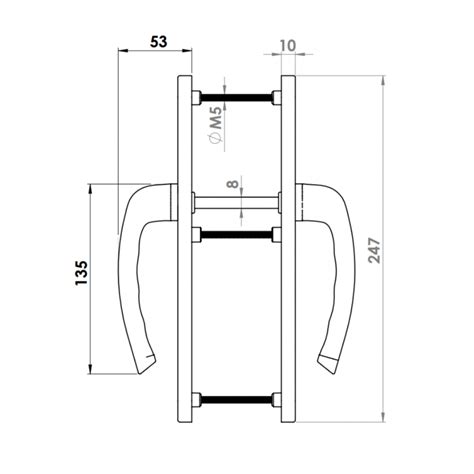 Door Handle Al Ibiza Mm Axis With Mm Zamac Body Windoform