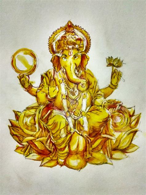 lord ganesha in watercolor traditional art by theSilentspectre on ...