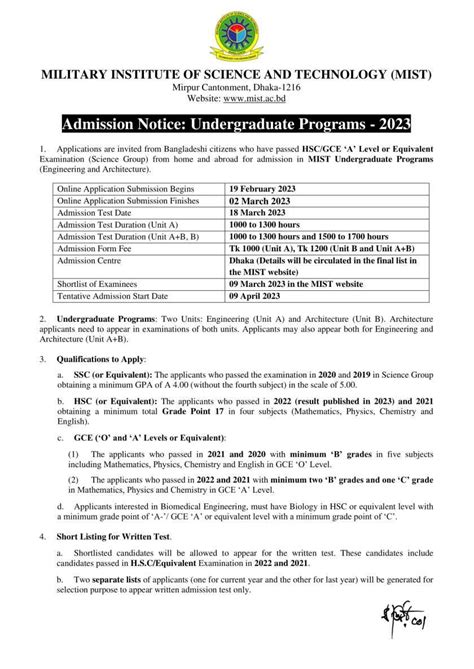 MIST Admission Circular 2023- MIST Admission Form in 2023 | Admissions ...