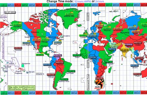 Mapa Del Mundo Detallado Del Vector Con Las Zonas Horarias Off