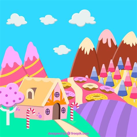 Fondo De Tierra De Dulces Deliciosas En Estilo Plano Vector Gratis