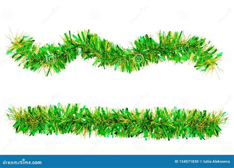 Two Christmas Green Gold Tinsel for Decoration. Stock Photo - Image of ...