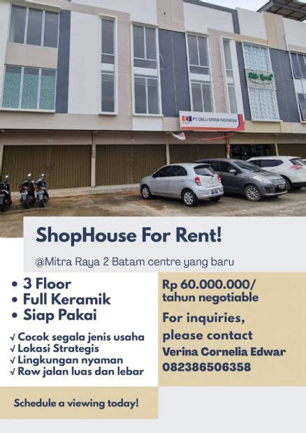 Disewakan Unit Ruko Mitra Raya Batam Centre Murah