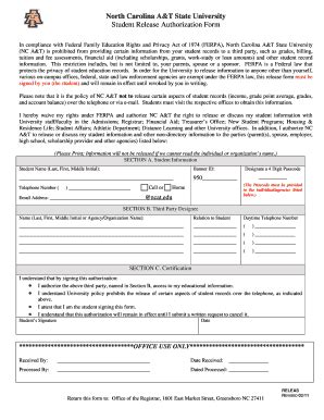 Ncat Ferpa Form Fill Online Printable Fillable Blank Pdffiller