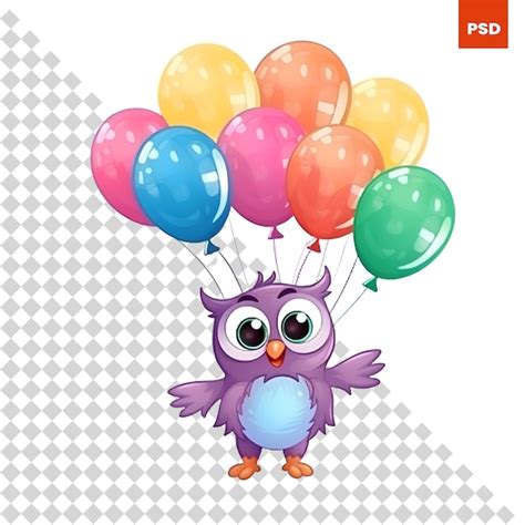 Hibou De Dessin Anim Mignon Avec Des Ballons Color S Illustration