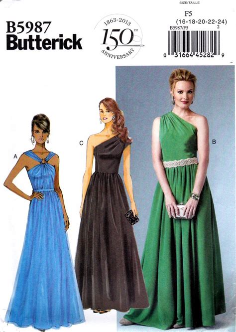 Butterick B5987 5987 Womens Formal Lined Dresses Sewing Pattern Bodice