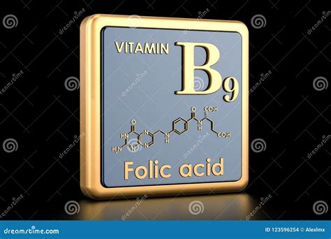 Vitamin B9 Folic Acid Molecular Chemical Formula Infographics Vector