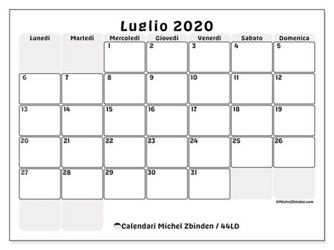 Calendario Luglio 2020 44ld Michel Zbinden It Calendario Stampabile Calendario Calendari