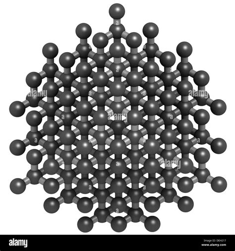 Diamond crystal structure. Atoms are represented as spheres with ...