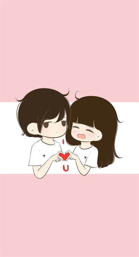 Download Matching Anime Couple Heart Sign Wallpaper | Wallpapers.com