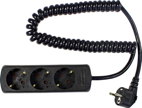 As Schwabe Triple Power Strip With Spiral Cable Multiple Plug With