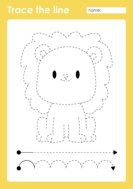 Premium Vector Trace Line Coloring With Baby Animal Lion