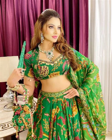 Urvashi Rautela Looks Festive In Printed Green Lehenga With Matching