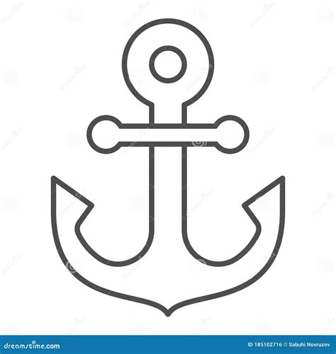 Anchor Thin Line Icon Marine Concept Nautical Emblem Sign On White