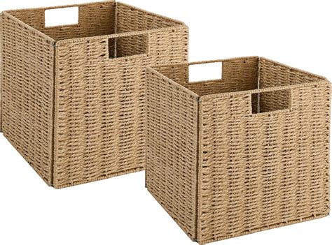 Vagusicc Wicker Storage Basket Set Of 2 Hand Woven Storage Baskets For