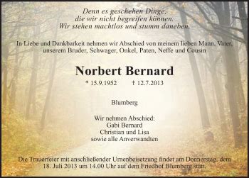 Traueranzeigen Von Norbert Bernard Schwarzw Lder Bote Trauer