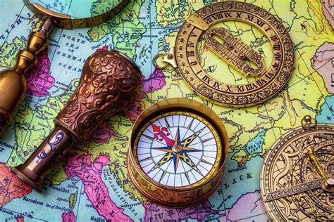 Compass On Map Of Europe Photograph By Garry Gay Pixels