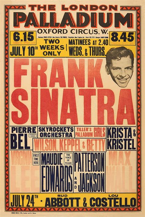 Frank Sinatra 1950 London Konzert Poster Plakat Musik