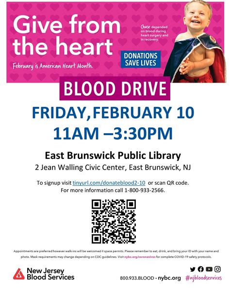 Feb East Brunswick American Heart Month Blood Drive East