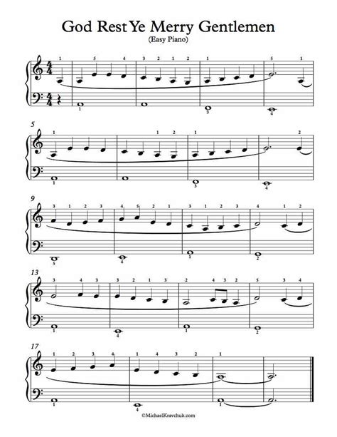 Free Piano Arrangement Sheet Music God Rest Ye Merry Gentlemen Michael Kravchuk