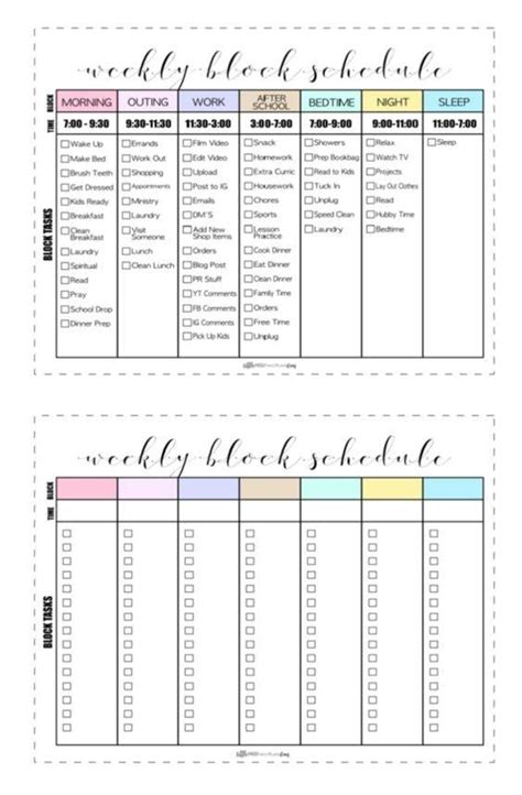 Time Blocking Template Printable - Printable Word Searches