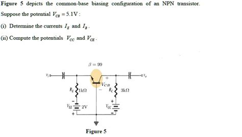 Solved Figure 5 Depicts The Common Base Biasing Configuration Of An Npn Transistor Suppose The