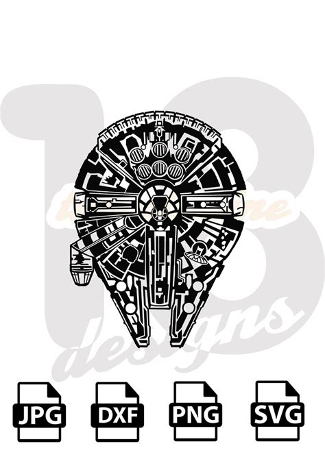 Millennium Falcon Star Wars Svg Png Pdf And Dxf Files T Shirt Design