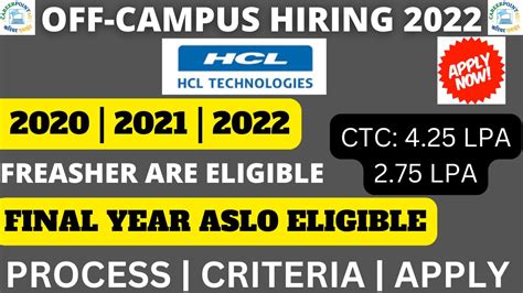 Hcl Hiring Eligible Lpa Salary Off