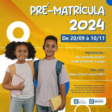 PRÉ MATRÍCULAS DE ALUNOS DA REDE MUNICIPAL DE ENSINO PARA O ANO DE 2024