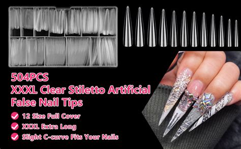 504pcs Clear Nail Tips For Acrylic Nails Professional Xxxl