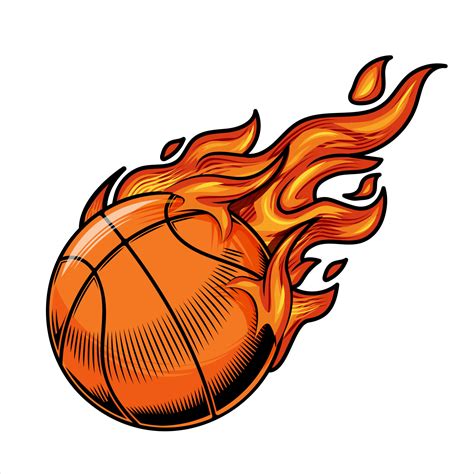 Basketball On Fire Vector Illustration 13431450 Vector Art At Vecteezy