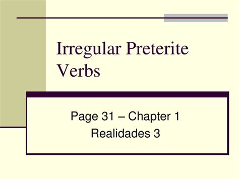 Irregular Preterite Verbs Ppt Descargar