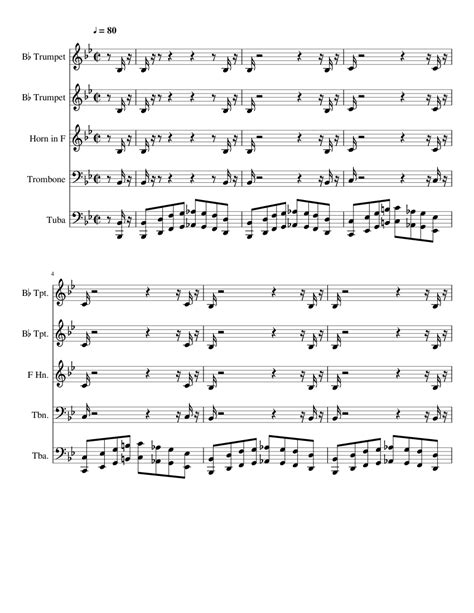 Untitled Brass Quintet Jazz Piece Sheet Music For Trombone Tuba