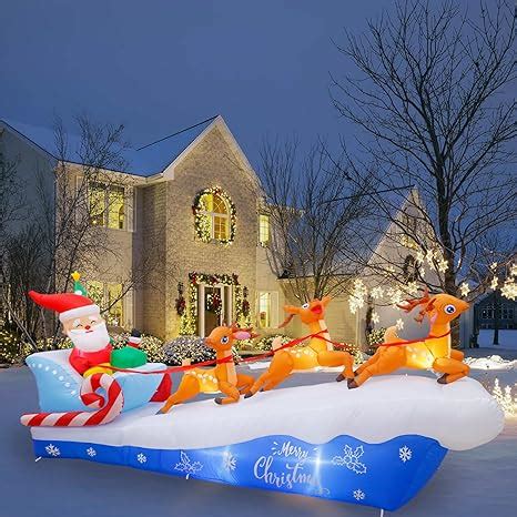 Fayavoo Ft Christmas Inflatables Outdoor Decorations Santa Claus On