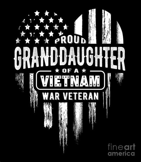 Proud Granddaughter Vietnam Vet Grandpa Veteran USA Flag Digital Art By