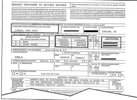 Us Army Standard Form 180