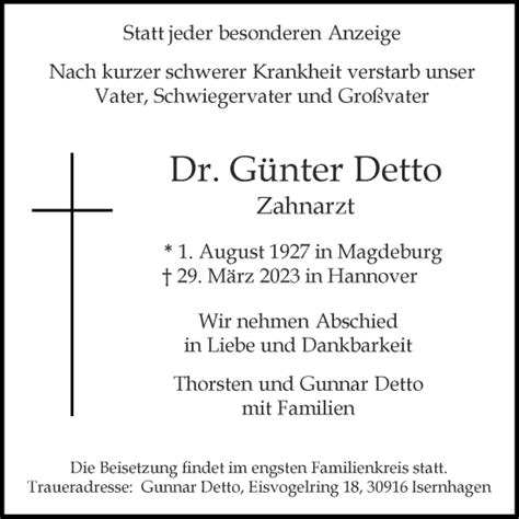 Traueranzeigen Von G Nter Detto Aachen Gedenkt