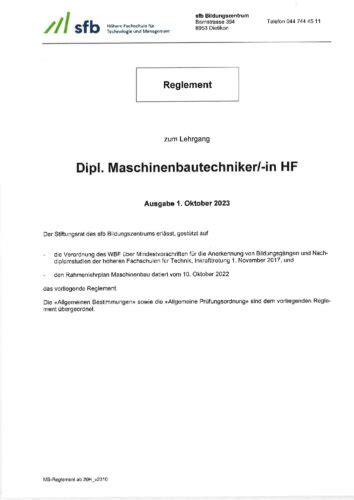 Sfb Dipl Maschinenbautechniker In Hf