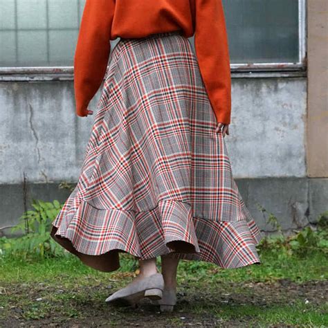 [clane]asymmetry Hem Check Skirt Maw Sapporo