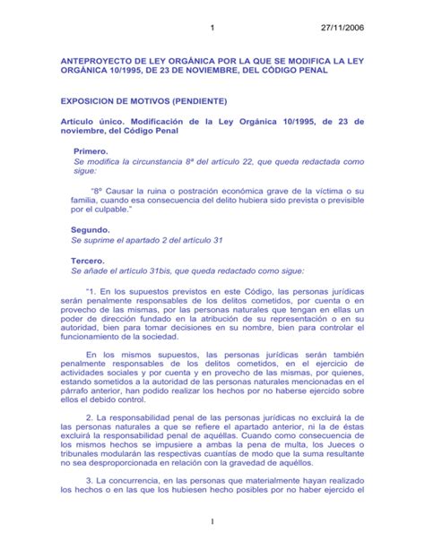 El Texto Completo Del Anteproyecto En Pdf