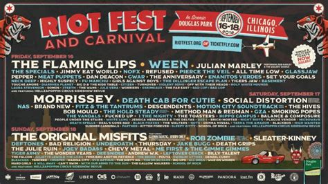 Riot Fest Chicago Daily Schedule Announced Riot Fest