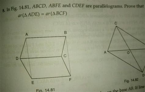 In Fig Abcd Abfe And Cdef Are Paralleograms Prove That Ar Ade