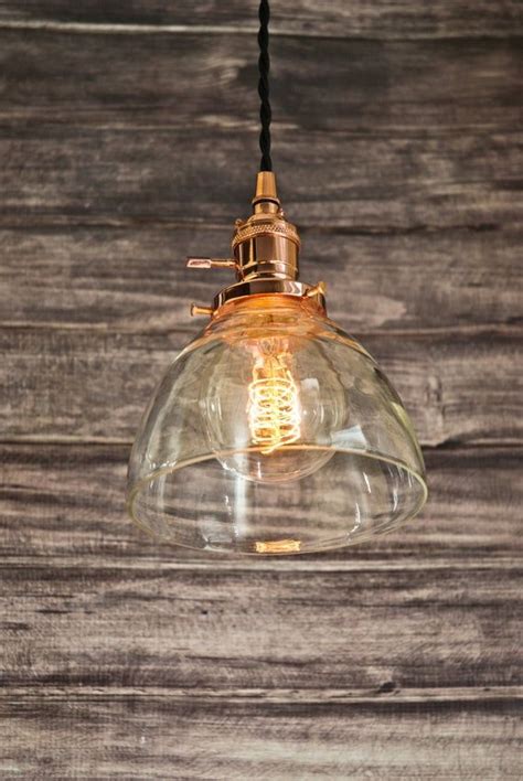 Vintage Copper Pendant Light With 6 Cone Glass Shade Etsy Copper Pendant Lights Pendant