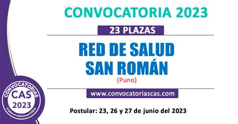 Convocatoria Red De Salud San Rom N Cas Plazas Enfermer A