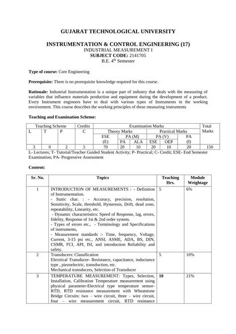 Pdf Gujarat Technological University Instrumentation Control Gtu