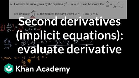 Second Derivatives Implicit Equations Evaluate Derivative AP