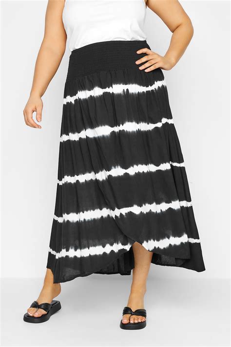 Plus Size Black Tie Dye Maxi Tulip Skirt Yours Clothing