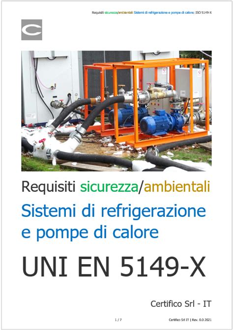 Requisti Di Sicurezza E Ambientali Di Sistemi Di Refrigerazione E Pompe