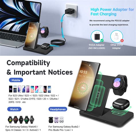 3in1 Wireless Charger Charging Dock Stand For Samsung S23 Glaxy Watch 6 4classic Ebay