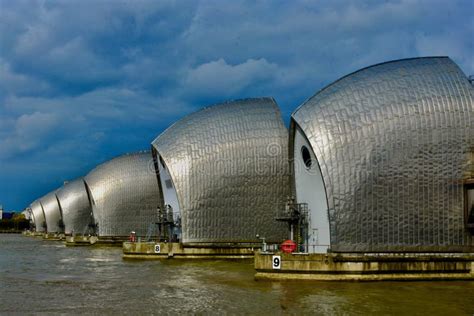 London Thames Barriers On The River Thames Editorial Stock Photo